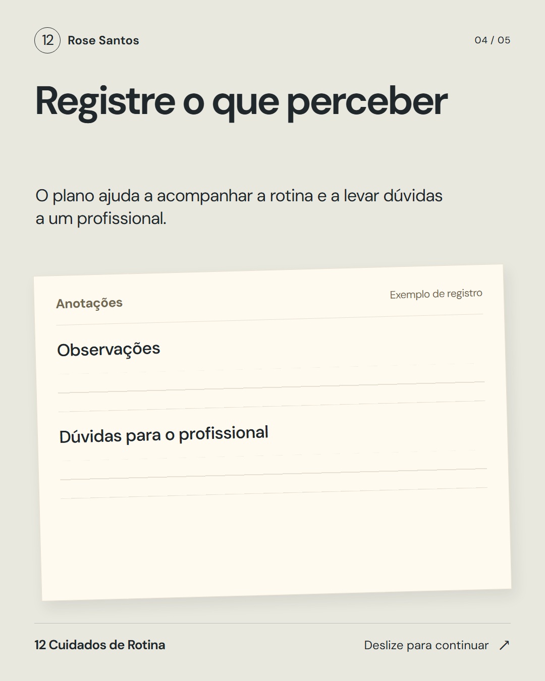 Da nota vaga ao registro organizado · Card 04 de 05